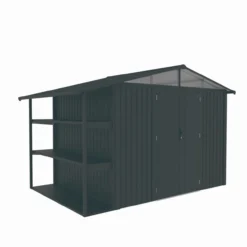 Metallgerätehaus "LAURA", ca. 359 x 232 x 228 cm - Glänzendes Grau