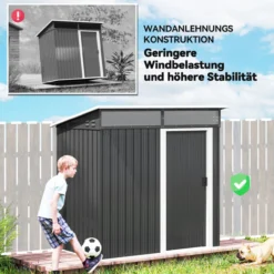Metall Gerätehaus 1,9m² 195x122x182cm Geräteschuppen mit Fundament