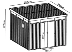 Metall-Gerätehaus "Rioja" mit Doppeltür, ca. 294 x 294 x 222 cm - Anthrazit
