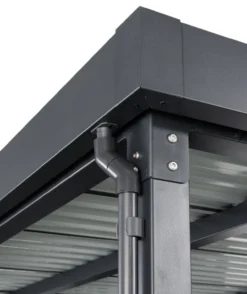 Metallgerätehaus 7㎡ Skylight mit 7㎡ Carport-Erweiterung 2 in 1, ca. 245 x 576 x 226 cm