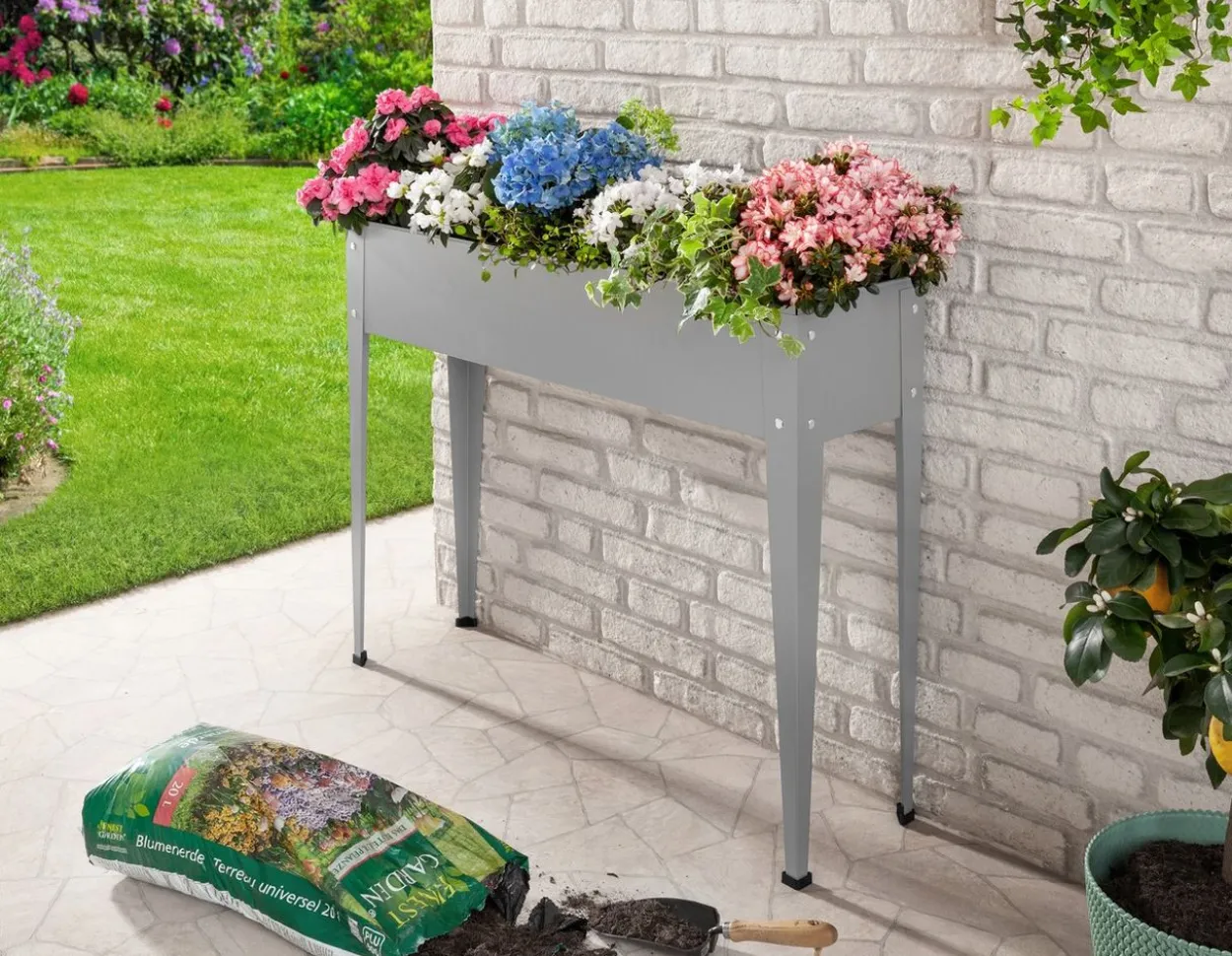 Metall-Hochbeet, ca. 100 x 40 x 80 cm - Grau
