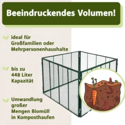 Metall Komposter 448 L dunkelgrün, stabiler Komposter für eigenen Bio-Kompost
