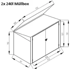 Metall Mülltonnenbox und Aufbewahrungsbox 5x3 dunkelgrau