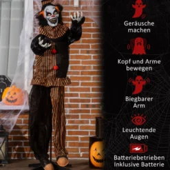 1,7m Halloween Dekoration Horror-Clown Spezialeffekten Soundfunktion