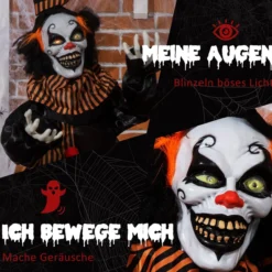 1,7m Halloween Dekoration Horror-Clown Spezialeffekten Soundfunktion