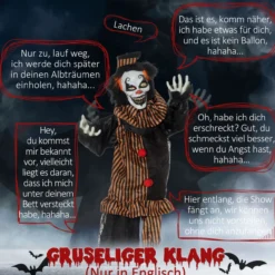 1,7m Halloween Dekoration Horror-Clown Spezialeffekten Soundfunktion