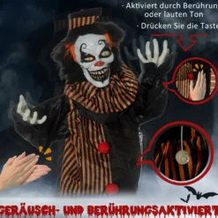 1,7m Halloween Dekoration Horror-Clown Spezialeffekten Soundfunktion