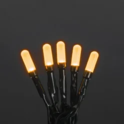 Micro LED Lichterkette, slim frosted, 50 bernsteinfarbene Dioden, 30V, Innen, 3W, grünes Kabel