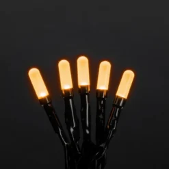 Micro LED Lichterkette, slim frosted, 100 bernsteinfarbene Dioden, 30V, Innen, 3,6W, grünes Kabel