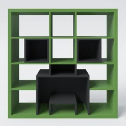 MINECRAFT Bücherregal, 15 Fächer, Raumteiler, Gaming-Möbel mit dunkler Optik