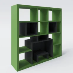 MINECRAFT Bücherregal, 15 Fächer, Raumteiler, Gaming-Möbel mit dunkler Optik