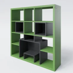 MINECRAFT Bücherregal, 15 Fächer, Raumteiler, Gaming-Möbel mit dunkler Optik