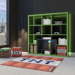 MINECRAFT Bücherregal, 15 Fächer, Raumteiler, Gaming-Möbel mit dunkler Optik