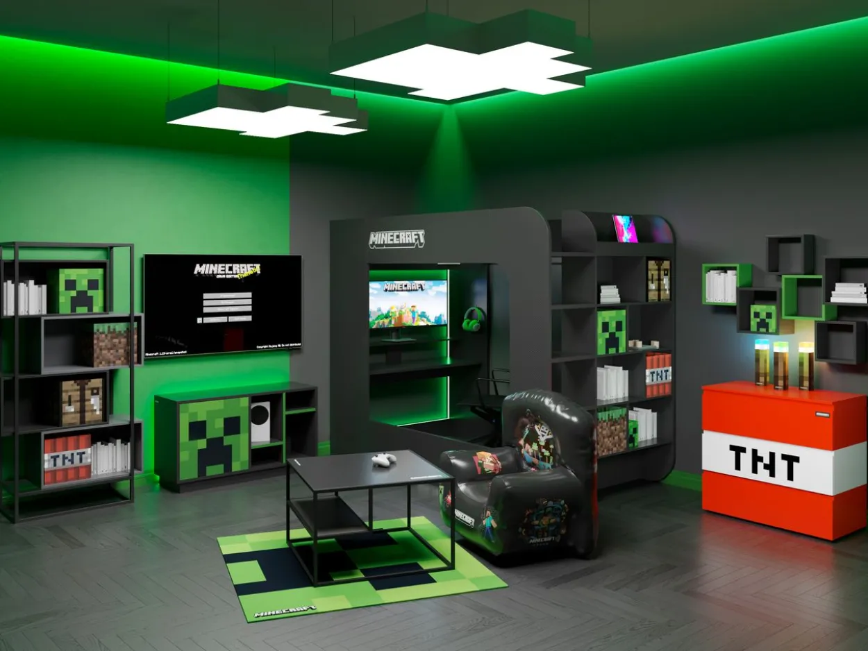 MINECRAFT - Bücherregal, Regal mit 4 Fächern, Gaming Möbel