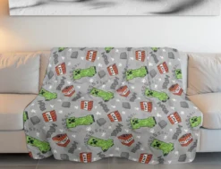 Minecraft Flanell Kuscheldecke – 180x200 cm Wohndecke