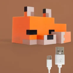 Minecraft - LED Fuchs, schlafendes Fuchsbaby, Lampe, wiederaufladbar