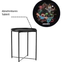 MINECRAFT - runder Beistelltisch mit abnehmbaren Tablett