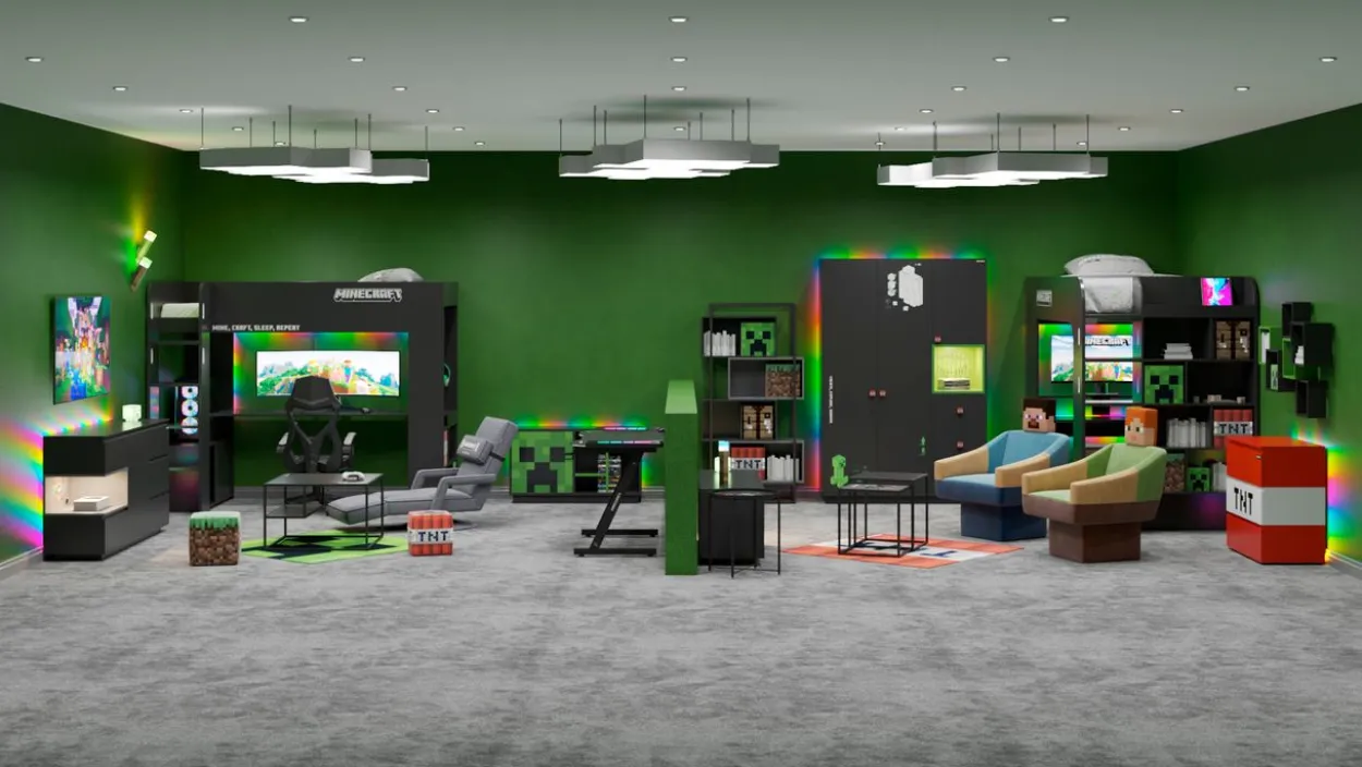 MINECRAFT - runder Beistelltisch mit abnehmbaren Tablett