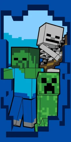 Minecraft Strandtuch 70x140 cm – Frottee-Badetuch aus Baumwolle