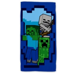 Minecraft Strandtuch 70x140 cm – Frottee-Badetuch aus Baumwolle