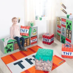 MINECRAFT - Teppich, Spielteppich, quadratisch, pflegeleicht