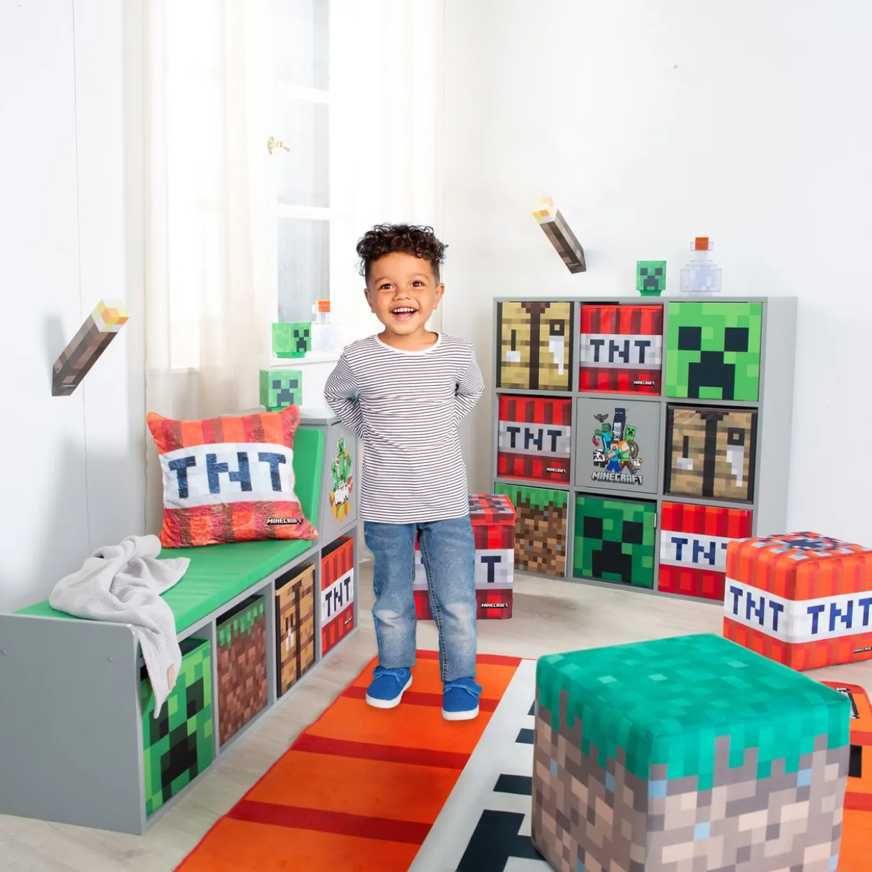 MINECRAFT - Teppich, Spielteppich, quadratisch, pflegeleicht