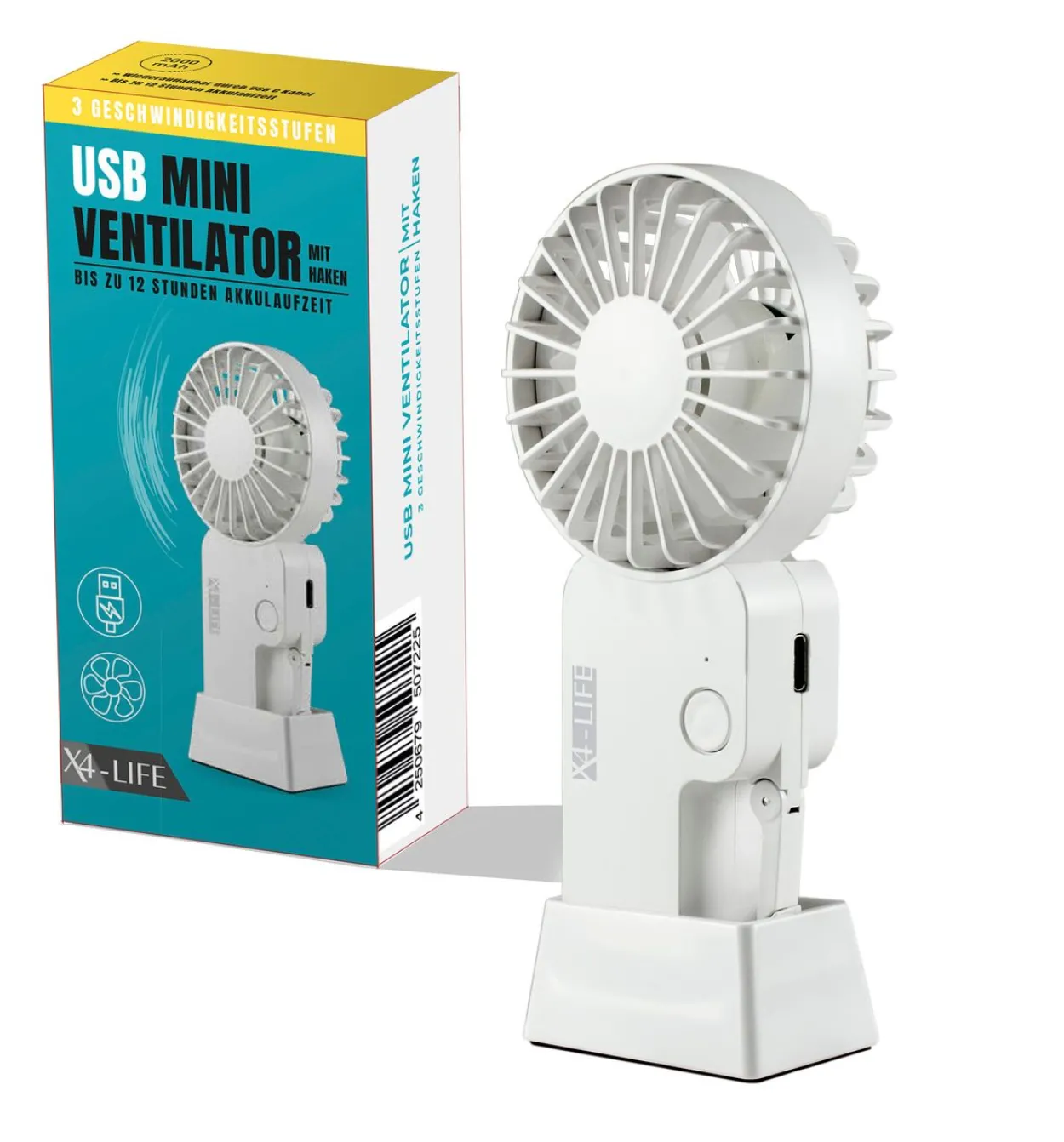 Mini Ventilator mit Haken und Standfuss mit Akku