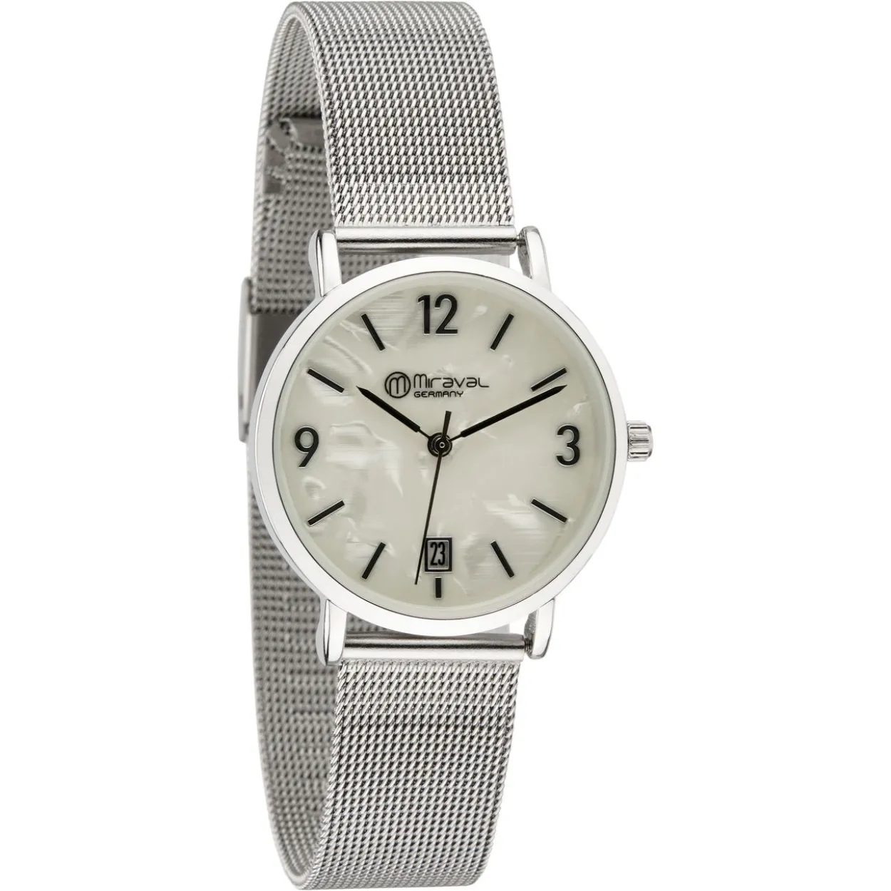 Miraval Danebarmbanduhr mit Datumsanzeige Edelstahlarmband 33 mm