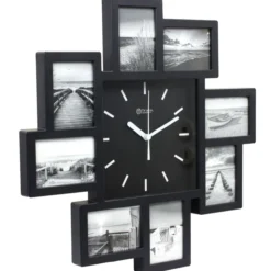Miraval Design Bilderrahmenuhr Wanduhr mit 8 Bilderrahmen zum Individualisieren 350 mm lautlos