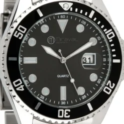 Miraval Herrenarmbanduhr mit Edelstahlarmband 43 mm Datumsanazeige Lupe