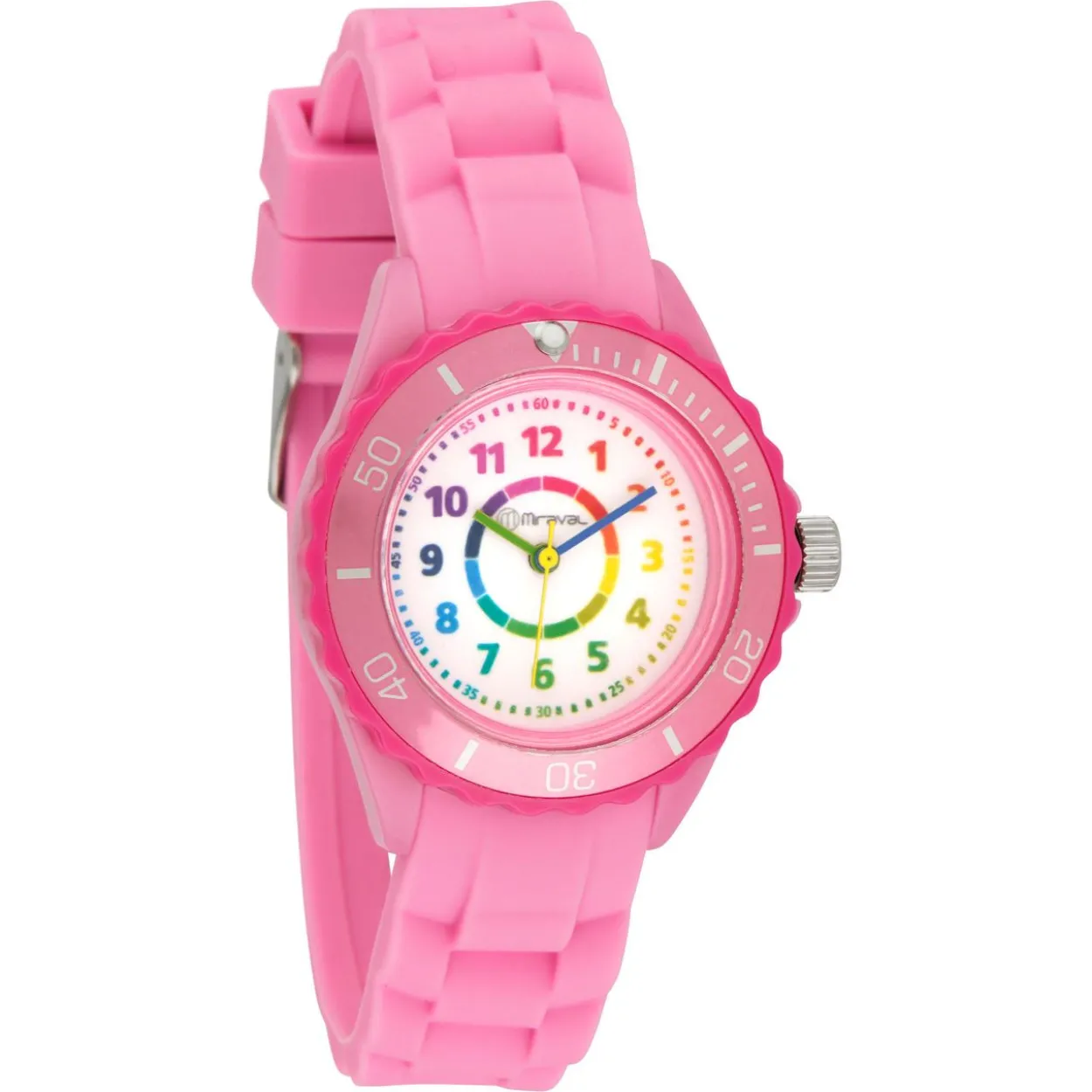 Miraval Kinderarmbanduhr mit Silikonarmband 34 mm Quarzuhrwerk Quarzuhr Lernziffernblatt Kinderuhr