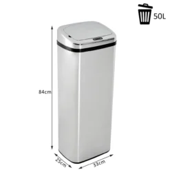 Mülleimer Automatik mit Sensor Abfalleimer Küche Edelstahl 50/68L Silber