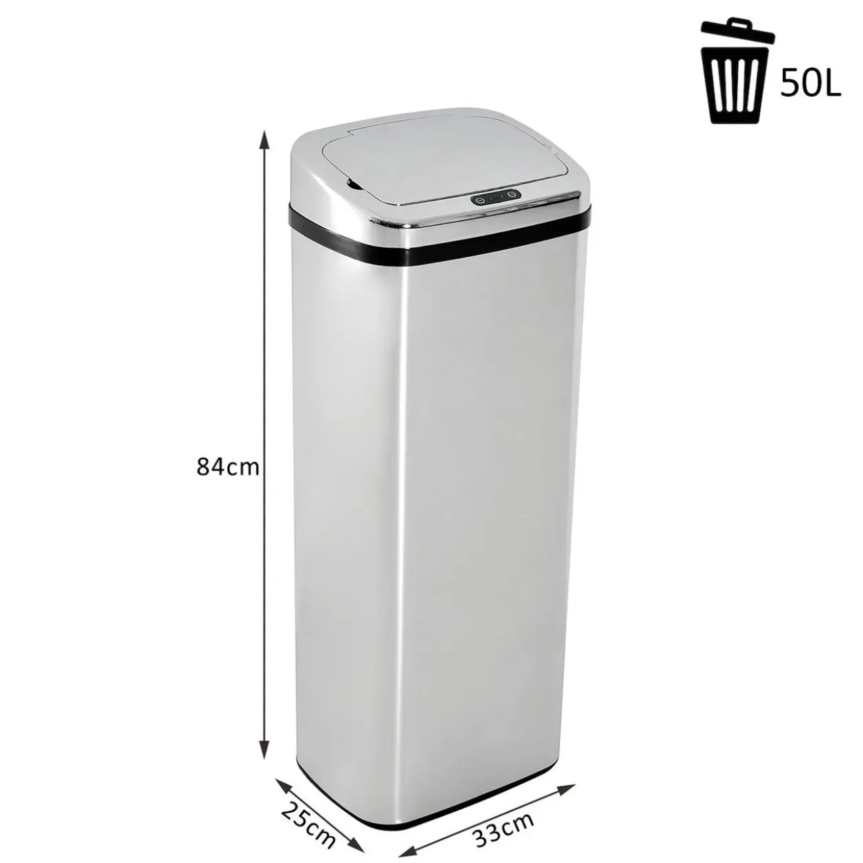 Mülleimer Automatik mit Sensor Abfalleimer Küche Edelstahl 50/68L Silber
