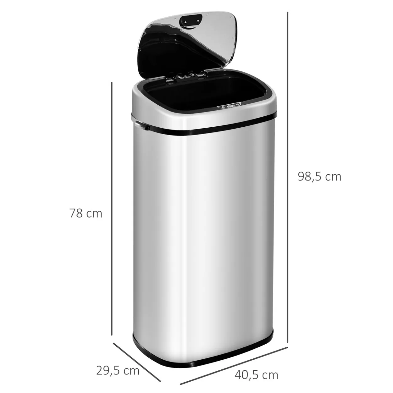 Mülleimer Automatik mit Sensor Edelstahl Silber (68L)