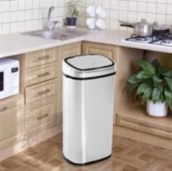 Mülleimer Automatik mit Sensor Edelstahl Silber (68L)