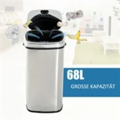 Mülleimer Automatik mit Sensor Edelstahl Silber (68L)