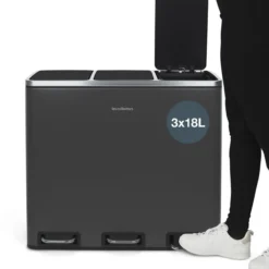 Mülleimer 3 Fächer 54L N°990 Anthrazitgrau
