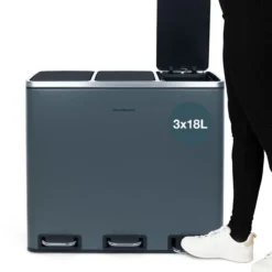 Mülleimer 3 Fächer 54L N°984 Dunkelgrau