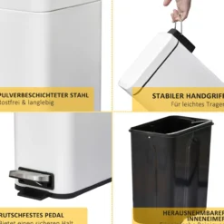 Mülleimer 5L Treteimer Abfalleimer mit Deckel und Fußpedal für Wohnzimmer