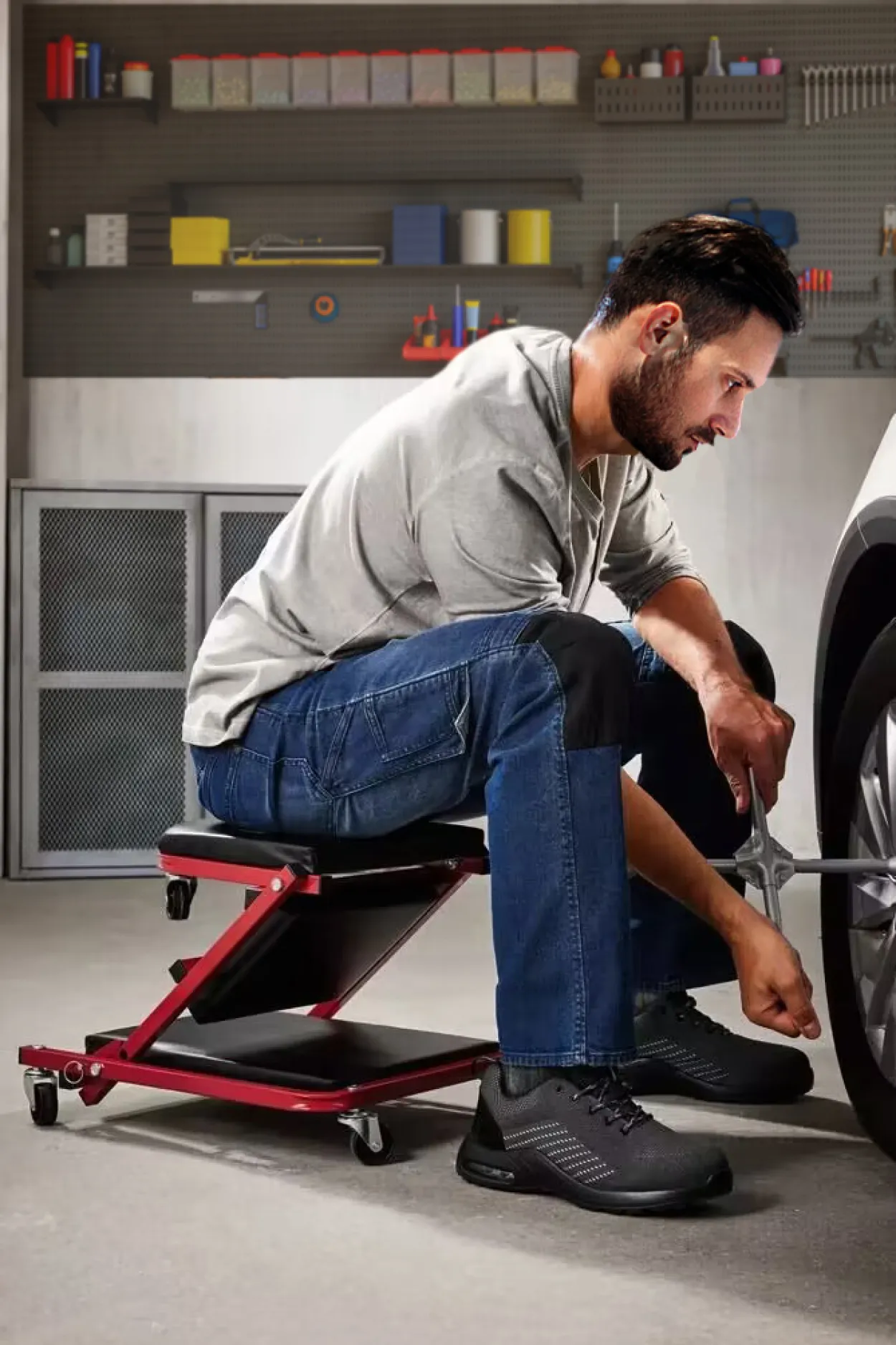 Mobile Auto Werkstattliege verstellbar