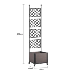 Mobiler Pflanzkasten mit Rankhilfe, ca. 40 x 40 x 141 cm - Braun