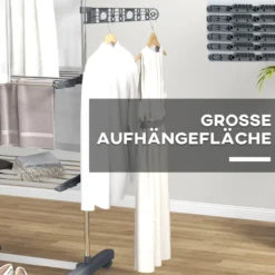 Mobiler Wäscheständer Wäschetrockner-Turm Seitenflügel auf 3/4 Ebenen Grau