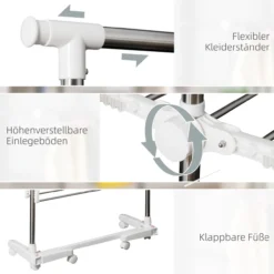 Mobiler Wäscheständer Wäschetrockner-Turm Seitenflügel auf 2 Ebenen klappbar (2 Ebenen)