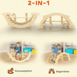 Montessori Klettergerüst Indoor, 2 in 1 Kletterbogen Kletterspielzeug aus Holz