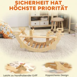 Montessori Klettergerüst Indoor, 2 in 1 Kletterbogen Kletterspielzeug aus Holz