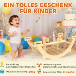 Montessori Klettergerüst Indoor, 2 in 1 Kletterbogen Kletterspielzeug aus Holz