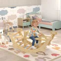Montessori Klettergerüst Indoor, 2 in 1 Kletterbogen Kletterspielzeug aus Holz