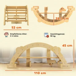 Montessori Klettergerüst Indoor, 2 in 1 Kletterbogen Kletterspielzeug aus Holz