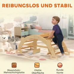 Montessori Klettergerüst Indoor, 2 in 1 Kletterbogen Kletterspielzeug aus Holz
