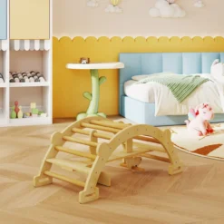 Montessori Klettergerüst Indoor, 2 in 1 Kletterbogen Kletterspielzeug aus Holz